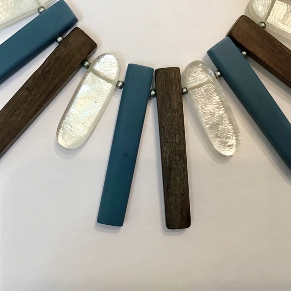 Culture Mix Blue, Brown & White Bib Style Necklace - Picture 12 of 13